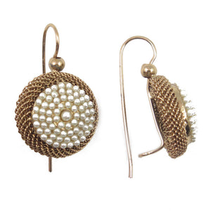 Pearls round cushion earrings
