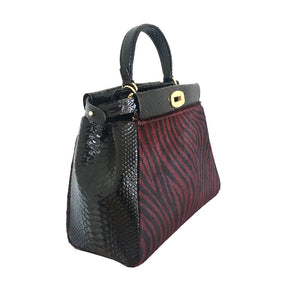 Peekaboo Red Zebra italian leather handbag